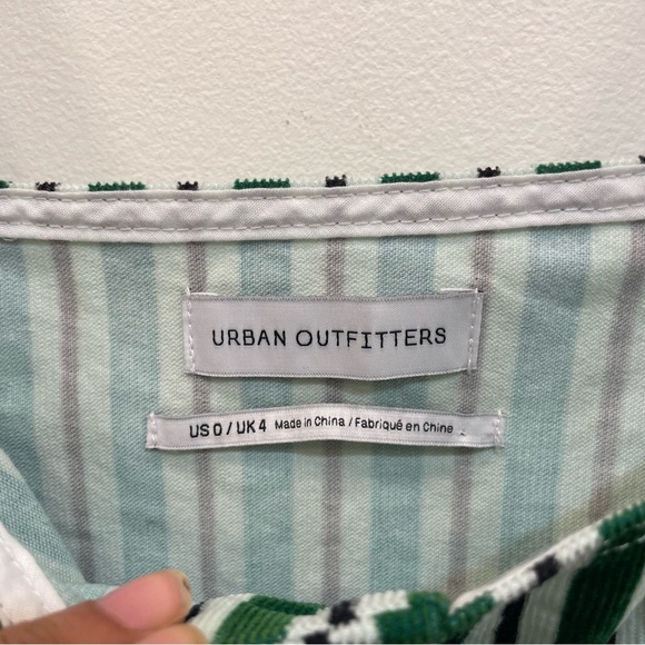 Urban Outfitters UO Green & White Stripe Corduroy Button-Down Mini Dress Size 0 - Picture 7 of 12